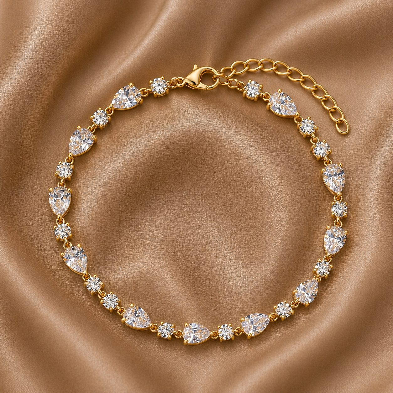 Clear Crystal Teardrop Bracelet