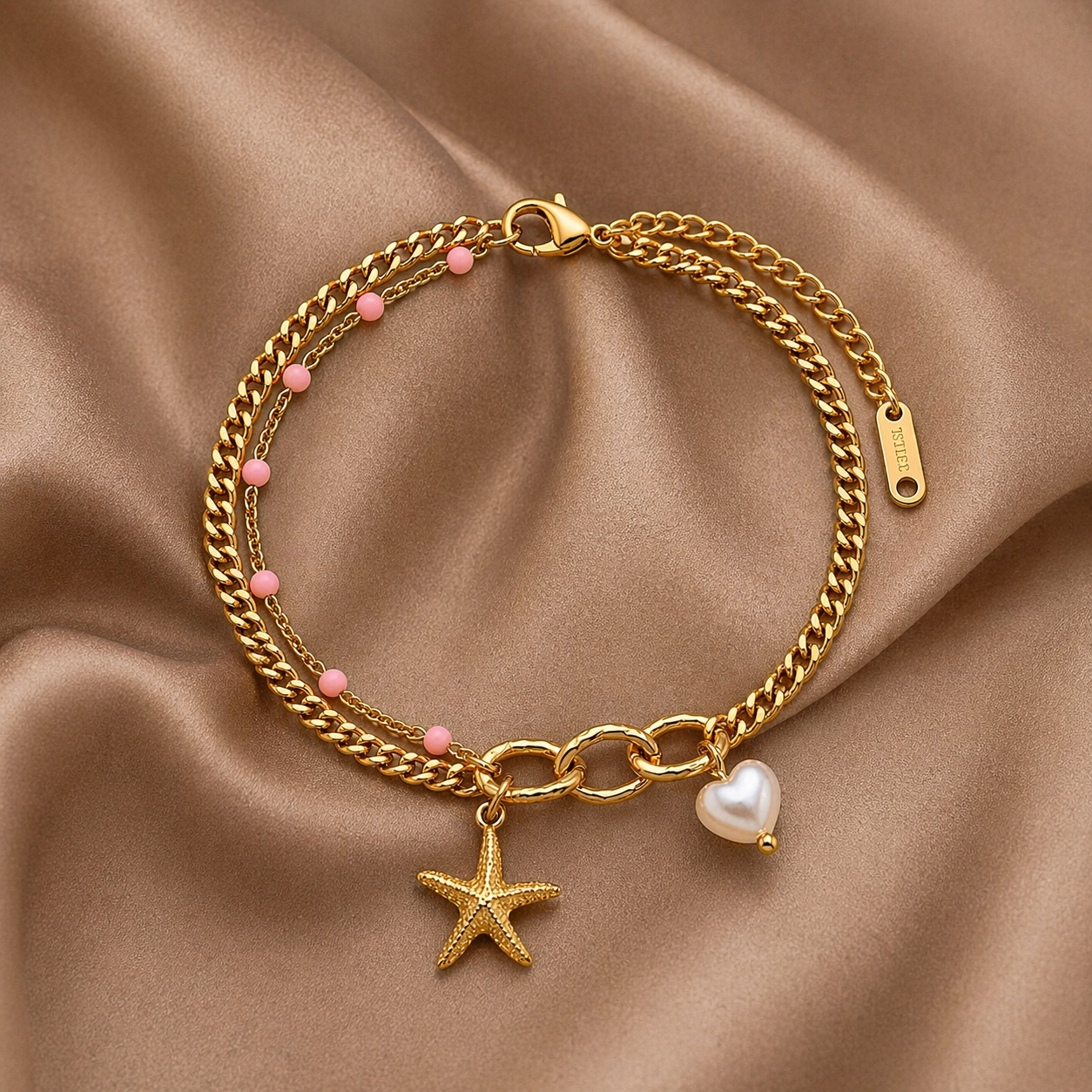 Gold Chain with Starfish & Heart