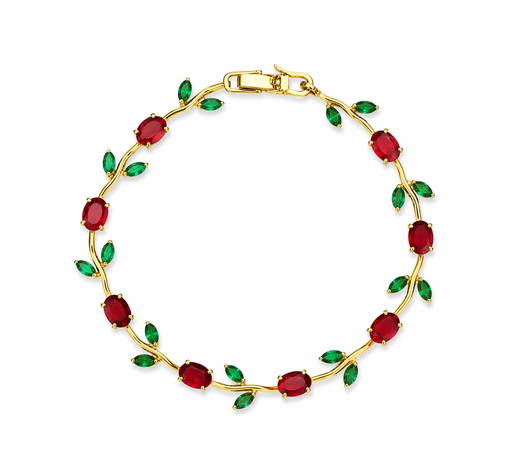 Red & Green Floral Vine