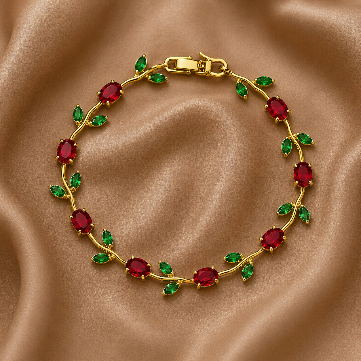Red & Green Floral Vine
