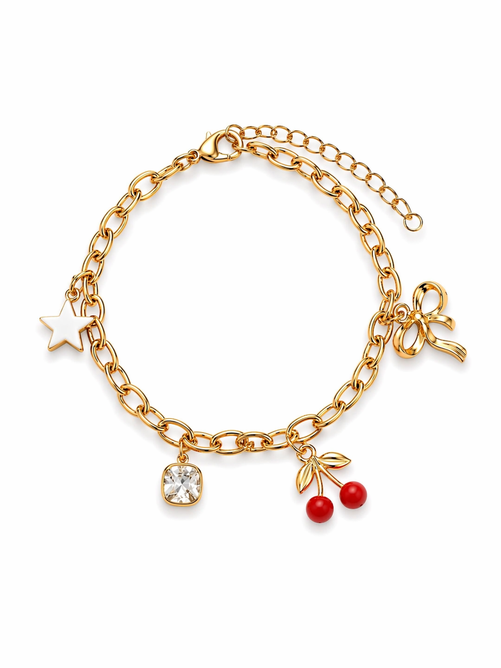 Cherry & Bow Charm Bracelet