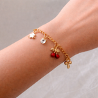 Cherry & Bow Charm Bracelet