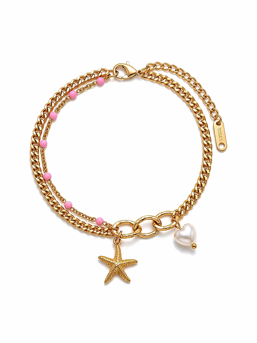 Gold Chain with Starfish & Heart